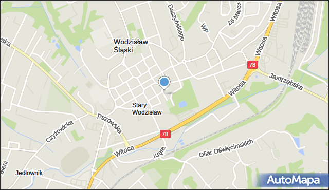 Wodzisław Śląski, Mały Rynek, mapa Wodzisławia Śląskiego