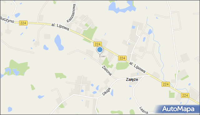 Załęże gmina Przodkowo, Makowa, mapa Załęże gmina Przodkowo