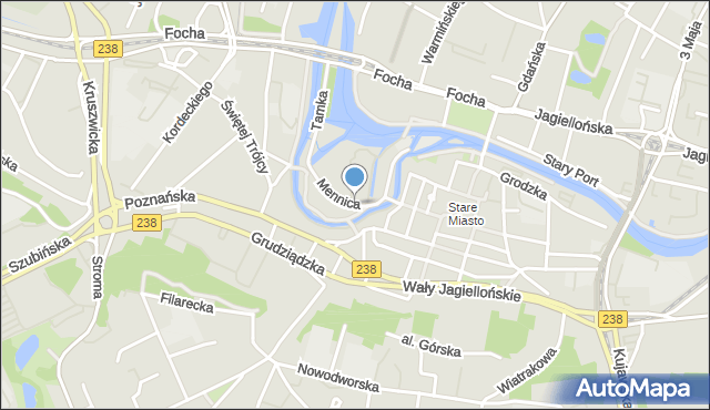 Bydgoszcz, Mennica, mapa Bydgoszczy