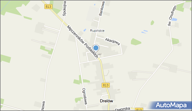 Drelów, Męczenników Podlaskich, mapa Drelów