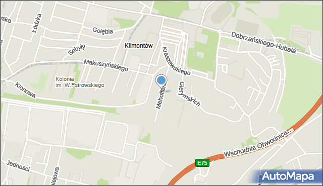 Sosnowiec, Mehoffera Józefa, mapa Sosnowca