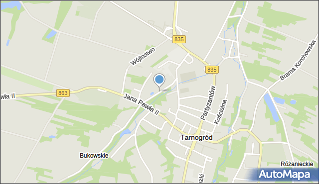 Tarnogród, Męczenników Majdanka, mapa Tarnogród