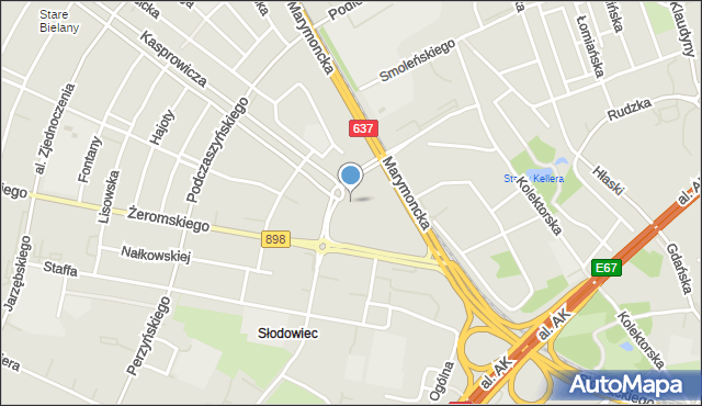 Warszawa, Metro Słodowiec, mapa Warszawy