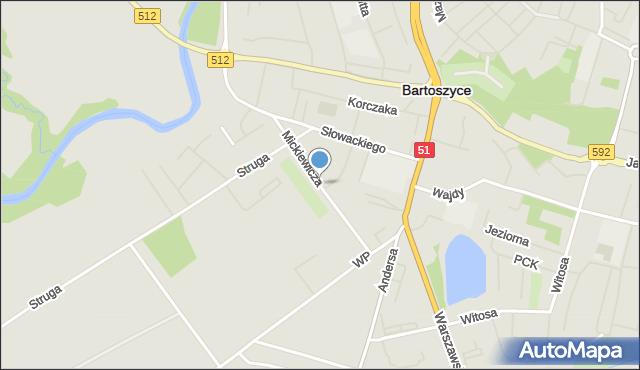 Bartoszyce, Mickiewicza Adama, mapa Bartoszyce