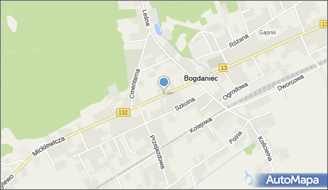 Bogdaniec powiat gorzowski, Mickiewicza Adama, mapa Bogdaniec powiat gorzowski