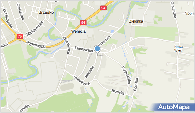 Brzesko, Mieszka I, mapa Brzesko