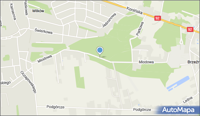 Brzeźno gmina Krzymów, Miodowa, mapa Brzeźno gmina Krzymów