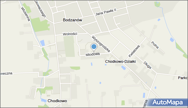 Chodkowo-Działki, Miodowa, mapa Chodkowo-Działki