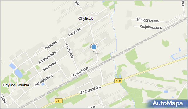 Chylice gmina Jaktorów, Mieszka I, mapa Chylice gmina Jaktorów