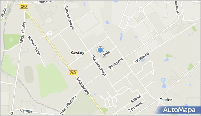 Gniezno, Miła, mapa Gniezna