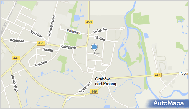 Grabów nad Prosną, Mickiewicza Adama, mapa Grabów nad Prosną