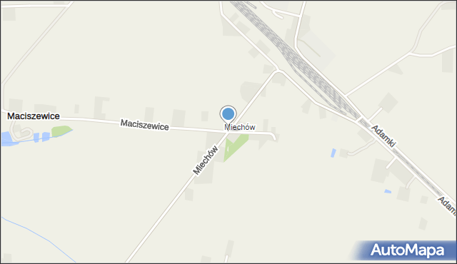 Janinów gmina Błaszki, Miechowice, mapa Janinów gmina Błaszki