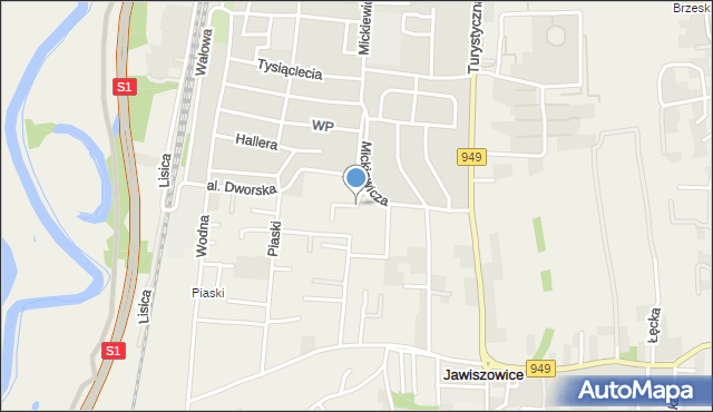 Jawiszowice, Mickiewicza Adama, mapa Jawiszowice