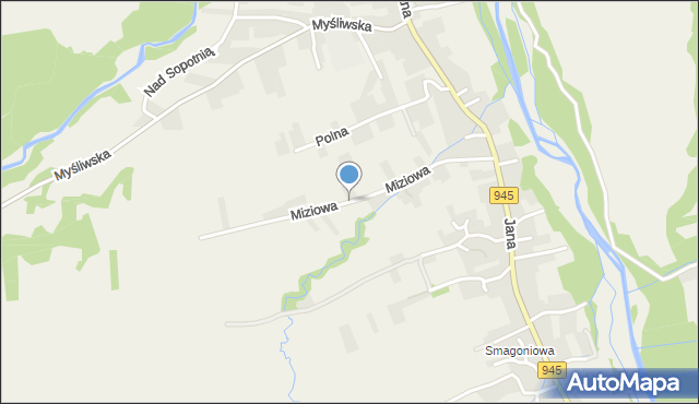 Jeleśnia, Miziowa, mapa Jeleśnia