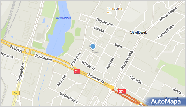 Kielce, Miodowa, mapa Kielc