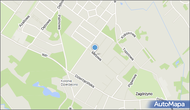 Koszalin, Mirtowa, mapa Koszalina