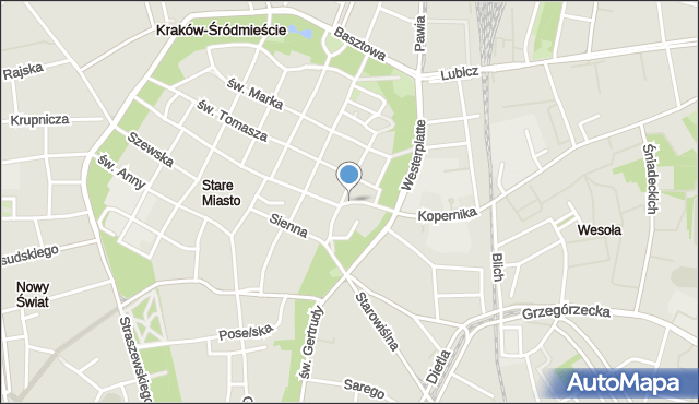Kraków, Mikołajska, mapa Krakowa