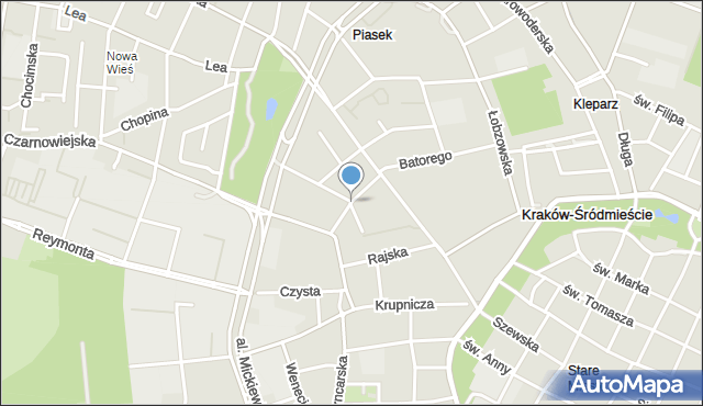 Kraków, Michałowskiego Piotra, mapa Krakowa