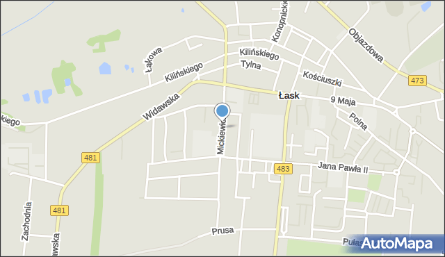 Łask, Mickiewicza Adama, mapa Łask