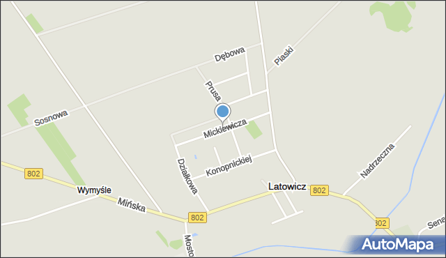 Latowicz, Mickiewicza Adama, mapa Latowicz