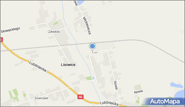 Lisowice gmina Pawonków, Mickiewicza Adama, mapa Lisowice gmina Pawonków