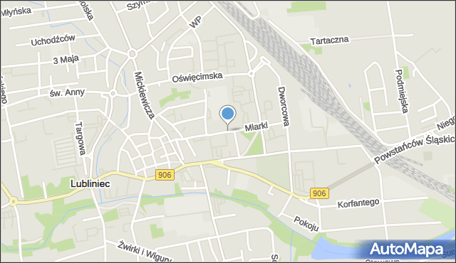 Lubliniec, Miarki, mapa Lubliniec