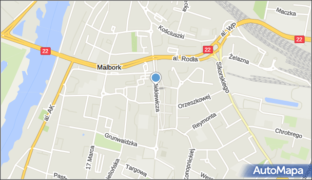 Malbork, Mickiewicza Adama, mapa Malborka