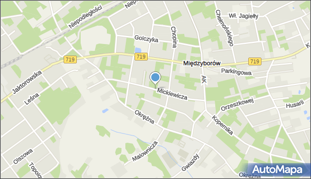 Międzyborów, Mickiewicza Adama, mapa Międzyborów