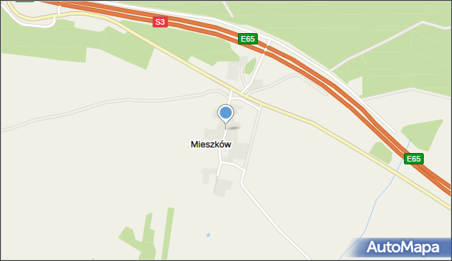 Mieszków gmina Gaworzyce, Mieszków, mapa Mieszków gmina Gaworzyce