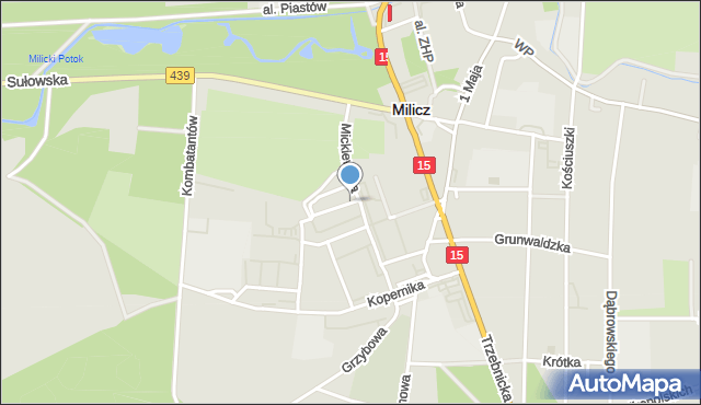 Milicz, Mickiewicza Adama, mapa Milicz