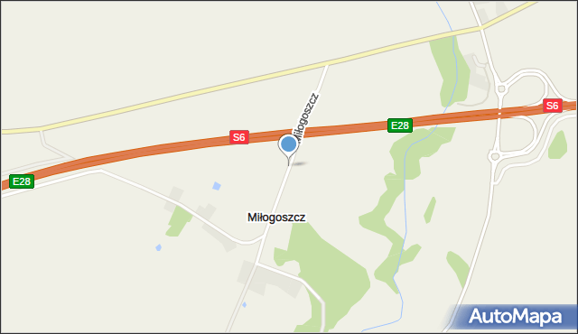 Miłogoszcz gmina Będzino, Miłogoszcz, mapa Miłogoszcz gmina Będzino