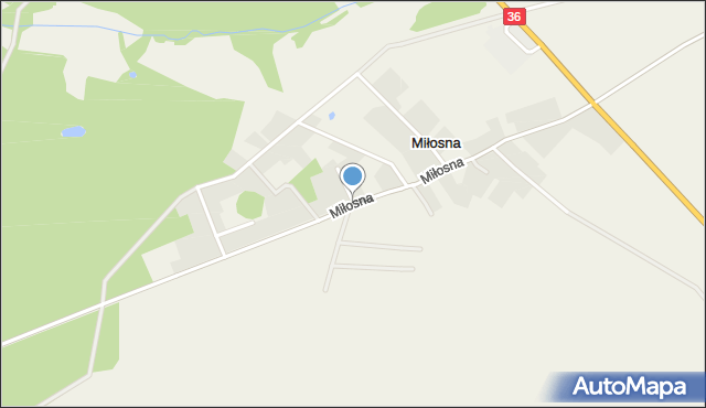 Miłosna gmina Lubin, Miłosna, mapa Miłosna gmina Lubin