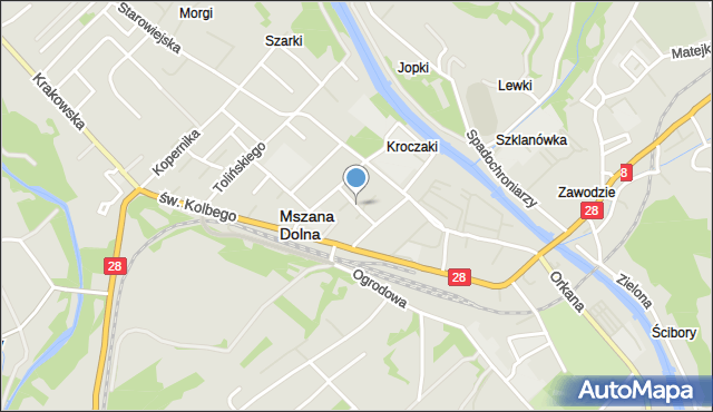 Mszana Dolna, Mickiewicza Adama, mapa Mszana Dolna