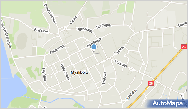 Myślibórz, Mickiewicza Adama, mapa Myślibórz