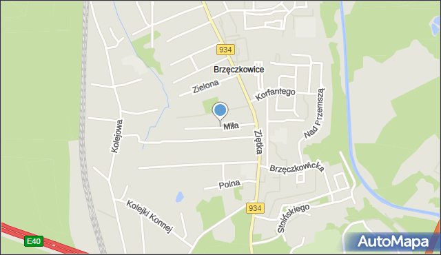 Mysłowice, Miła, mapa Mysłowice