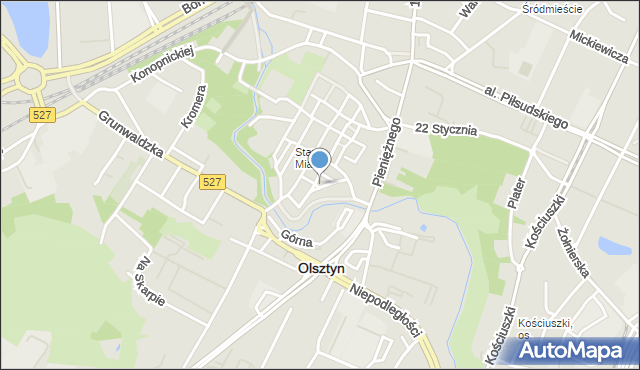 Olsztyn, Mieszka I, mapa Olsztyna