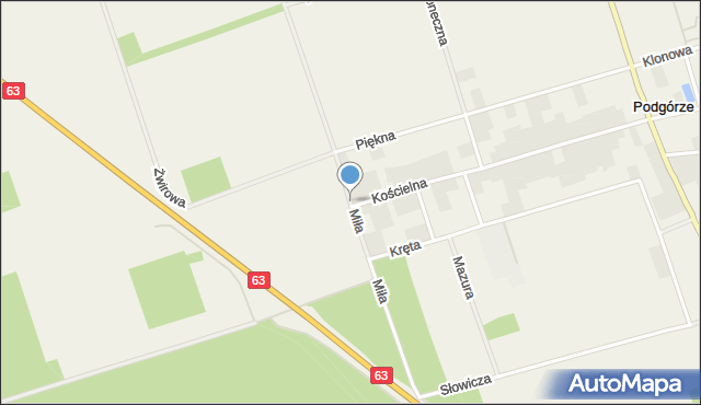 Podgórze gmina Łomża, Miła, mapa Podgórze gmina Łomża