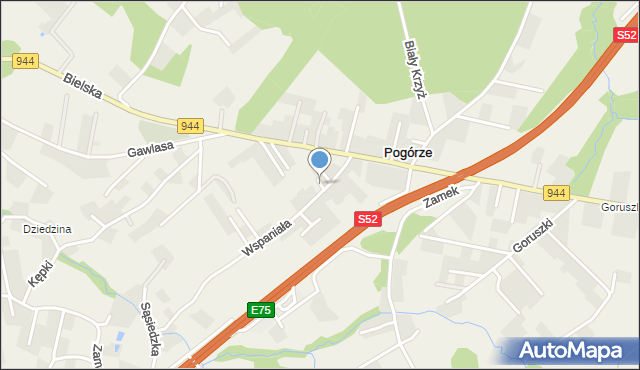 Pogórze gmina Skoczów, Miła, mapa Pogórze gmina Skoczów