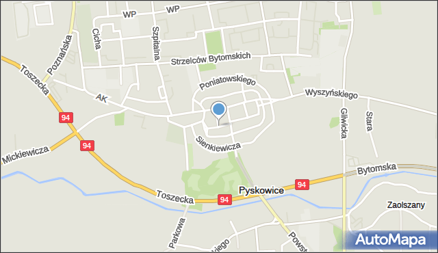 Pyskowice powiat gliwicki, Miarki Karola, mapa Pyskowice powiat gliwicki