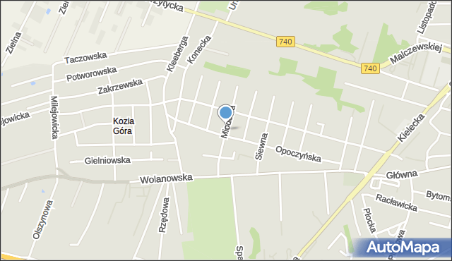 Radom, Miodowa, mapa Radomia