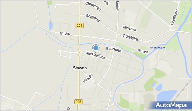 Sławno, Mickiewicza Adama, mapa Sławno