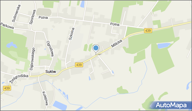 Sułów gmina Milicz, Milicka, mapa Sułów gmina Milicz