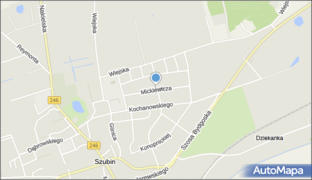 Szubin, Mickiewicza Adama, mapa Szubin