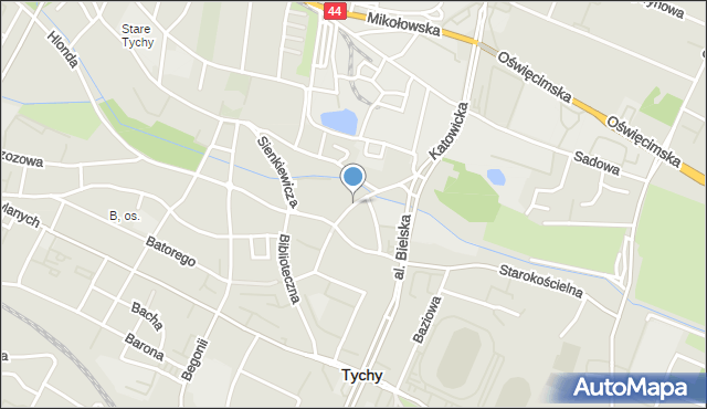 Tychy, Miarki Karola, mapa Tychów