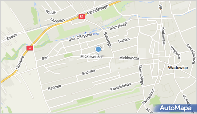 Wadowice, Mickiewicza Adama, mapa Wadowice