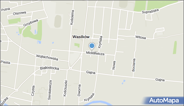 Wasilków, Mickiewicza Adama, mapa Wasilków