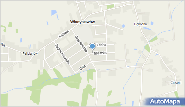 Władysławów powiat turecki, Mieszka, mapa Władysławów powiat turecki