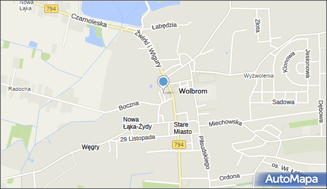 Wolbrom, Miła, mapa Wolbrom