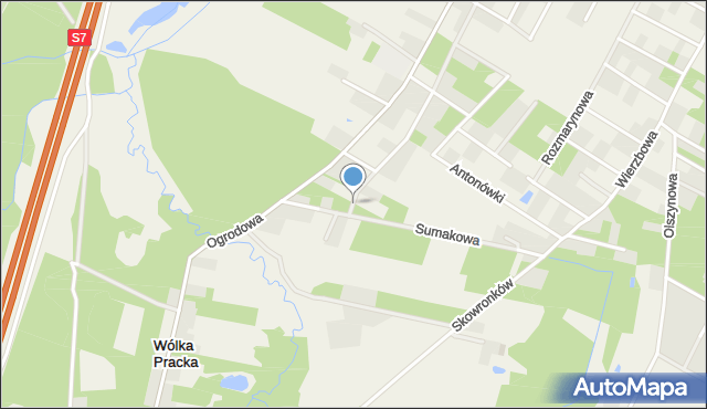 Wólka Pracka, Miętowa, mapa Wólka Pracka