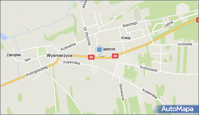 Wyśmierzyce, Mickiewicza Adama, mapa Wyśmierzyce